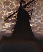 Piet Mondrian Mill under the night oil painting artist